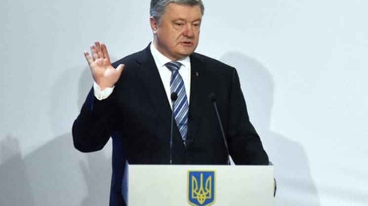 Der ukrainische Prsident Petro Poroschenko whrend eines Wahlkampfauftritts in April 2019